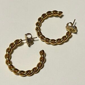 925 Sterling Silver Gold Plated Twisted Hoop Earrings
